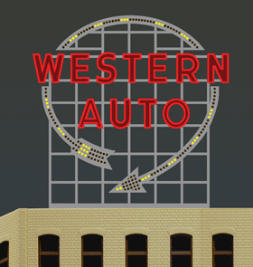 Miller Engineering ~ HO or O Scales ~ Western Auto Billboard ~ 4.1" x 4.1" H ~ 2481
