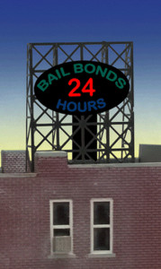 Miller Engineering ~ N or Z Scale ~ Animated Bail Bonds Billboard ~ 338880