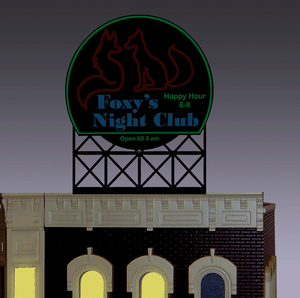 Miller Engineering ~ HO or N Scale ~ Foxy's Night Club Animated Billboard ~ 442252