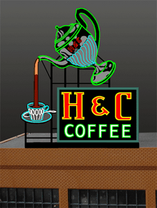 Miller Engineering ~ HO or O Scale ~ H & C Coffee Animated Billboard ~ 7881