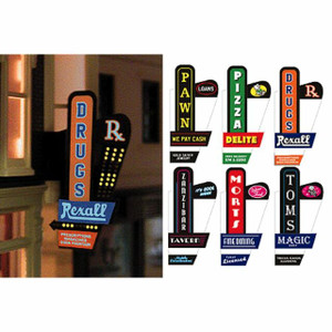 Miller Engineering ~ H or N Scale ~ Animated Sign Downtown ~ Right, Medium ~ 66822R