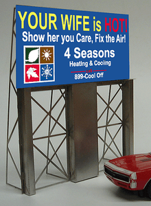 Miller Engineering ~ HO or O Scale ~ Four Seasons Heating & Cooling Billboard ~ 881001