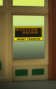 Miller Engineering ~ HO or O Scale ~ Western Union Flashing Window Sign ~ 8940