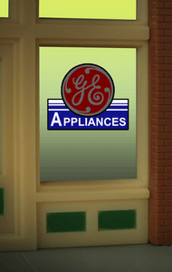 Miller Engineering ~ HO or O Scale ~ GE Appliances Animated Window Sign ~ 8835