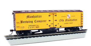 Bachmann ~ HO Scale ~ Manhattan Brewing Co. - Track-Cleaning 40' Wood-Side Reefer ~ 16334