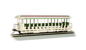 Bachmann ~ HO Scale ~ Amusement Park - Cream/Green ~ Jackson Sharp Open-Sided Excursion Car ~19344