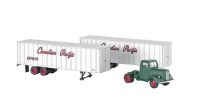 Bachmann ~ HO Scale ~ Green Truck Cab & 2 Piggyback Trailers ~ 42233