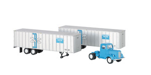 Bachmann ~ HO Scale ~ Blue Truck Cab & 2 Piggyback Trailers ~ 42234