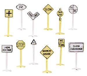 Bachmann ~ N Scale ~ Railroad and Street Signs (24 pieces) ~ 42513