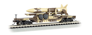Bachmann ~ N Scale ~ 52' Center-Depressed Flat Car - Desert Military With Missile ~ 71397