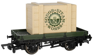 Bachmann ~ HO Scale ~ 1 Plank Wagon with Sodor Steam Works Crate ~ 77404