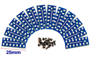 DCCconcepts ~ Installation PCBs 25x10mm (w/Screws) (12 Pack) ~ DCW-12PCB