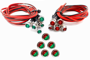 DCCconcepts ~ LED Chrome Mounted Panel 6x Pre-wired Red/Green ~ LED-RGCP