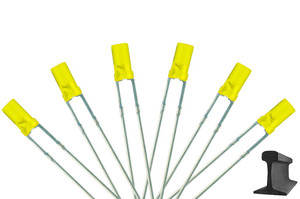 DCCconcepts ~ LED ~ Flat Front Type 6x 3mm (w/Resistors) Signal Yellow ~ LED-YLF3