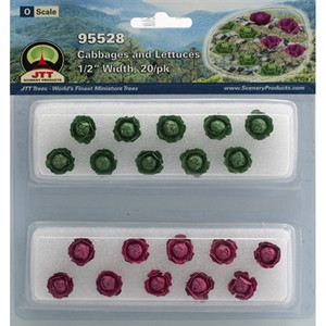 JTT Scenery Products ~ O scale ~ Cabbages & Lettuces 1/2" tall 20/pk ~ 0595528