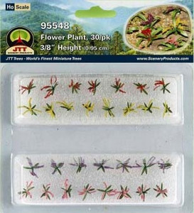 JTT Scenery Products ~ HO scale ~ Flower Plants 3/8" tall 30/PK~ 0595548