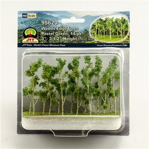 JTT Scenery Products ~ HO Scale ~ Woods Edge Trees Pastel Green, 3"-3.5" ~ 0595620
