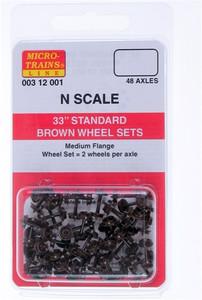 Micro Trains ~ N Scale ~ 33" Standard Wheel Sets(Brown) 48 axles (401-B) ~00312001
