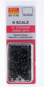 Micro Trains ~ N Scale ~ 33" Standard Wheel Sets 100 axles (401-100) ~ 00312002