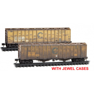 Micro Trains ~ N Scale ~ 50' Covered Hopper ~ CSX/ex-Chessie Weathered 2-pk ~ 98305021