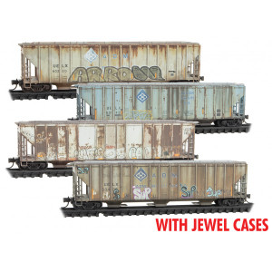 Micro Trains ~ N Scale ~ ADM Weathered 3-Bay Covered Hopper 4-pk ~ 98305028