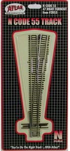 Atlas ~ N Scale ~ Code 55 Track ~ #7 Right Hand Turnout ~ 2053
