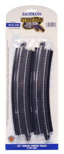 Bachmann ~ HO Scale ~ E-Z Track Black/Silver ~  22" Radius Curved ReRailer ~ 4 Pieces ~ 44403