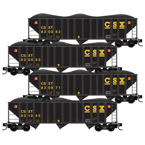 Micro Trains ~ N Scale~ 100-Ton 3-Bay Open Hopper, CSX 4-pk- RP#189 ~ 99300189