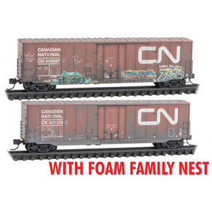 Micro Trains ~ Canadian National Weathered Box Car 2-pack ~ 99305017