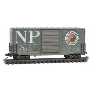 Micro Trains ~ N Scale ~ 40' Box Car ~ Northern Pacific With BN Patch #281075 ~ BNSF Family Tree #4 ~ Weathered ~ 10144011