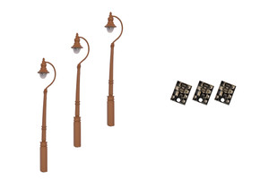 DCCconcepts ~ 4mm HO Scale ~ Swan-Neck Street/Platform Lamps ~ Brown ~ 3 Pack ~ LML-SSBN