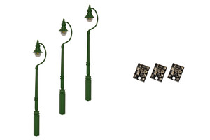 DCCconcepts ~ 4mm Scale Swan-Neck Street/Platform Lamps – Green (3) ~ LML-SSGR