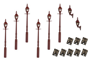DCCconcepts ~ HO / S Scale ~ 4mm Scale Gas Lamps Value Pack – Maroon ~ LML-VPGMR
