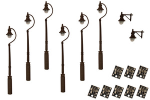 DCCconcepts ~ HO / S Scale ~ 4mm Scale Swan-Neck Lamps Value Pack – Black ~ LML-VPSBK