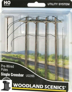 Woodland Scenics HO Scale ~ Wired Poles with Single Crossbar ~ US2265