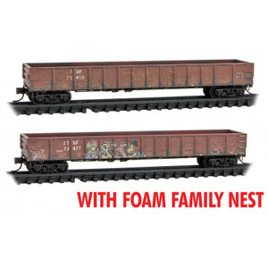 Micro Trains ~ N Scale ~ 50' ATSF Santa Fe Gondola ~ Weathered ~ 2 Pack ~ 99305031