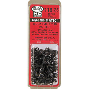 Kadee ~ HO Scale ~ Bulk Pack - 25 pair #118 SF Shelf Whisker Metal Couplers - Medium (9/32") Centerset Shank ~ #118-25