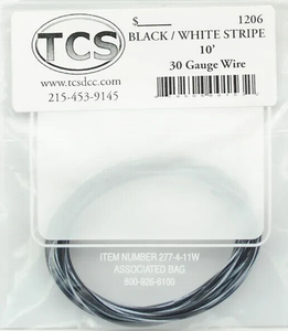 TCS ~ 30 AWG ~ DCC Decoder Wire ~ 10 Feet ~ Black & White ~ 1206