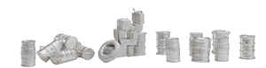 Bar Mills LLC ~ HO Scale ~ Assorted Barrels & Clutter ~ Unpainted ~ 207