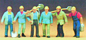 Preiser Kg ~ HO Scale ~ Working People Track Gang with Tools pkg(6) ~ 10033