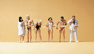 Preiser Kg ~ HO Scale ~ Recreation & Sports ~ Sunbathers Eating ~ 6-Pack ~ 10424