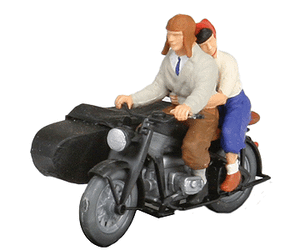Preiser Kg ~ HO Scale ~ Motorcycle Zundapp KS 750 ~ With Riders ~ 28148