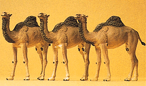 Preiser Kg ~ HO Scale ~ Animals ~ Camels (Dromedary, 1 Hump) ~ package(3) ~ 20397