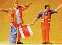 Preiser Kg ~ G Scale ~ Highway Workers ~ Sweeper & Flagman ~ 45008