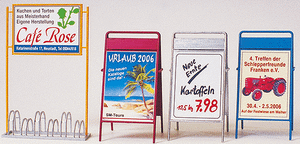 Preiser Kg ~ G Scale ~ Bicycle Stand/Advertising Boards (4) ~ 45221