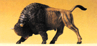 Preiser Kg ~ Wild Animal Figures, 1/24 - 1/25 Scale ~ Charging Buffalo Bull w/Head Down ~ 47535