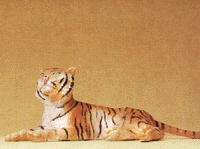 Preiser Kg ~ Wild Animal Figures, 1/24 - 1/25 Scale ~ Tiger Lying Down ~ 47510