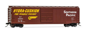 Rivarossi ~ HO Scale ~ 50' Sliding-Door Boxcar with Roofwalk ~ Ready to Run ~ Southern Pacific #651442 (Boxcar Red, yellow, white, Hydra Cushion Markings) ~ 635-HR6585D
