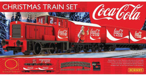 Rivarossi ~ HO Scale ~ Coca-Cola Christmas Train Set ~ Standard DC ~ Side-Rod Diesel, Boxcar, Container Flat, Track Oval and Power Pack ~ 635-R1233