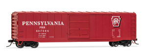 Rivarossi ~ HO Scale ~ 50' Sliding-Door Boxcar No Roofwalk ~ Ready to Run ~ Pennsylvania Railroad #607577 (Tuscan, Shadow Keystone Logo) ~ 635-HR6586C
